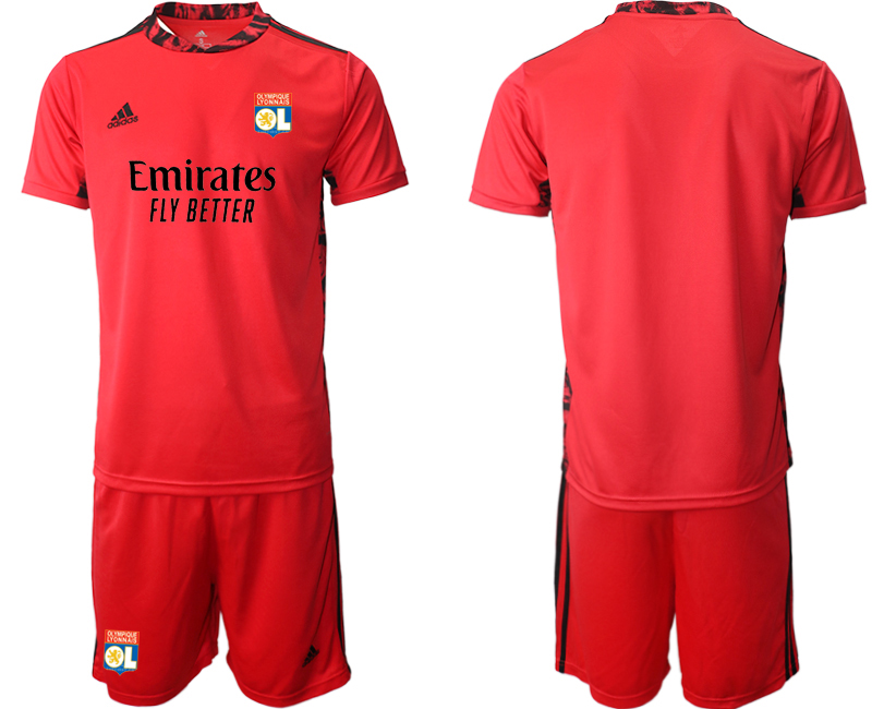 Cheap Men 2021 Olympique Lyonnais red goalkeeper soccer jerseys